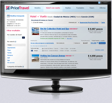 Pantallas en Puntos de Atención PriceTravel